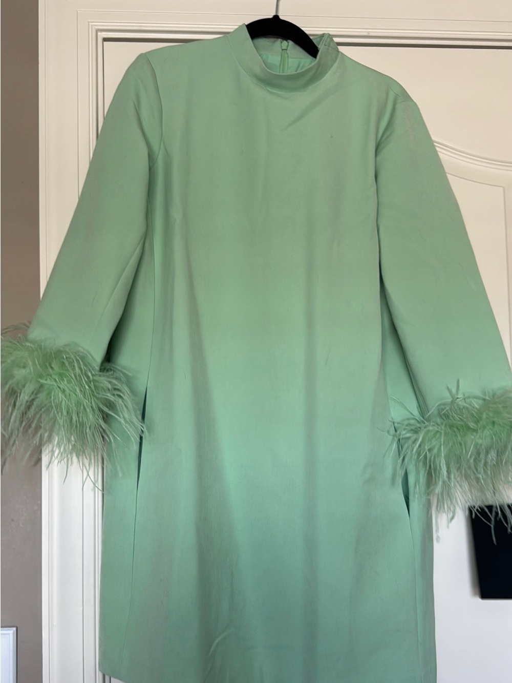 Classic Mint Shift Dress with Feather Cuffs tuckernuck